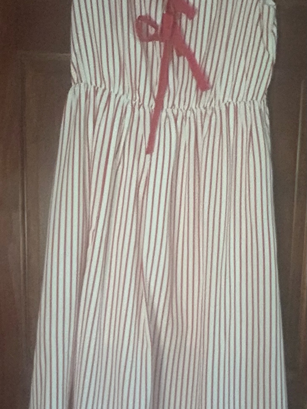 She + Sky Red and White Vertical-Stripe Sundress with Bow Ties